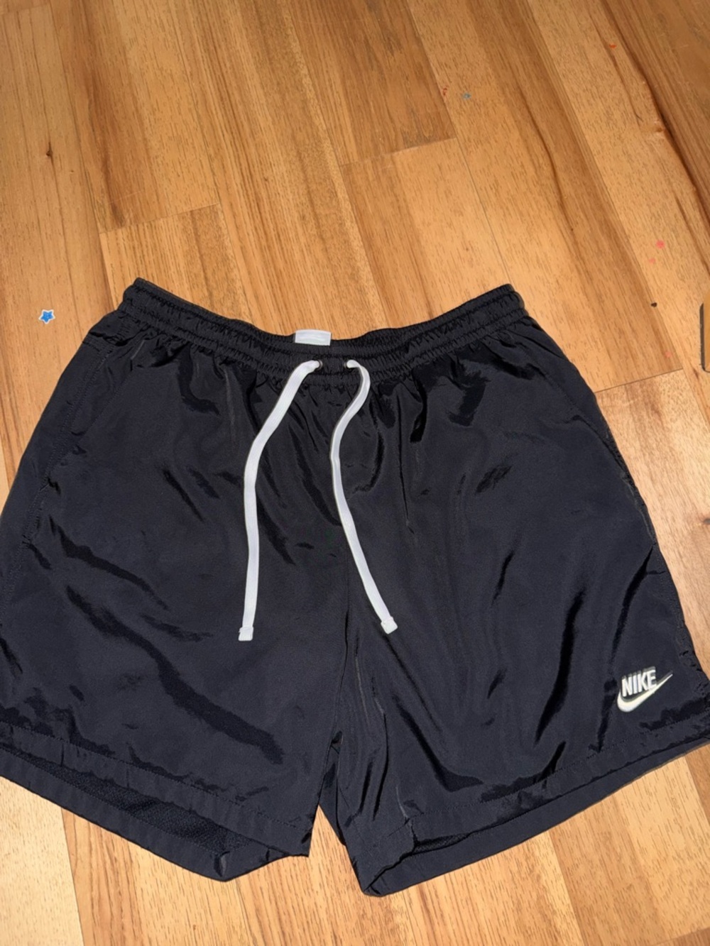 Nike Black Athletic Shorts with White Drawstring